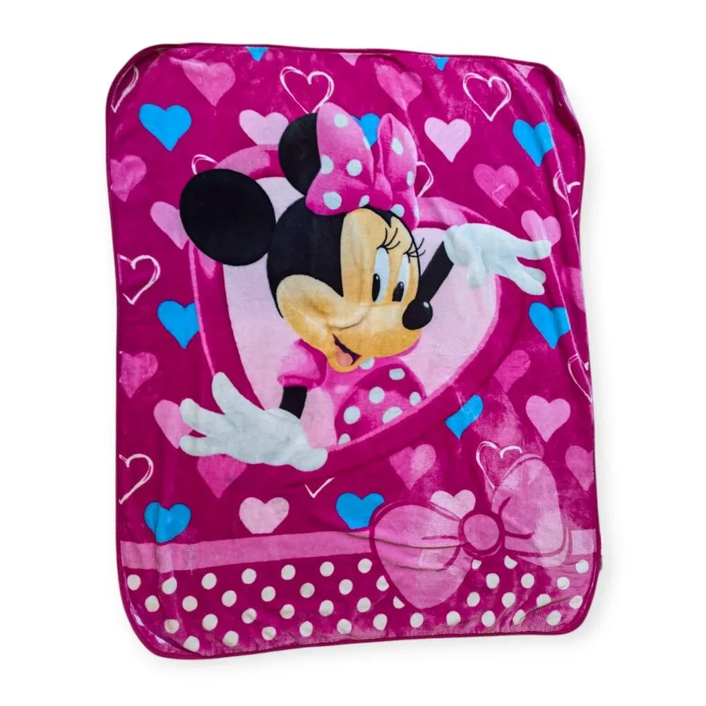 Disney Minnie Mouse Bowtique Pink Soft Fleece Throw Blanket 58